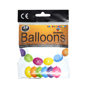 10 Multicoloured Number 3 Quicklink Balloons