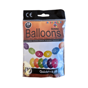 10 Multicoloured Number 9 Quicklink Balloons