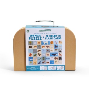 500pc North America Animals Puzzle with Flashcards