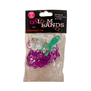 600 Purple and Clear Loom Bands