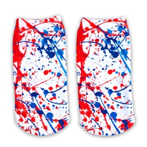 Ankle Socks- Red White and Blue Splatter