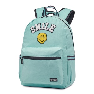 Aqua Smile Canvas Backpack with Patches