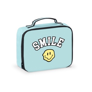 Aqua Smile Canvas Insulated Lunch Box with Patches