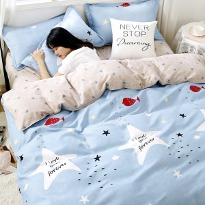 Baby Blue Stars Snow Polyester Bedding Sets