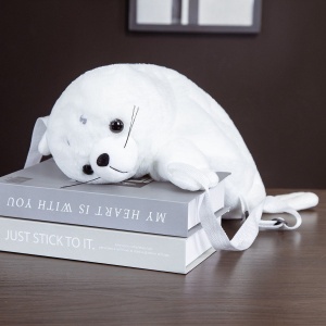 Baby White Seal Plush Backpack