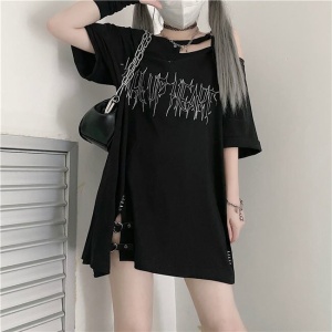 Black 'Make Up Heart' Punk Women's Oversized Tee