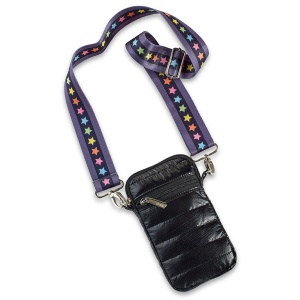 Black Puffer Cell Bag Multi Star Strap