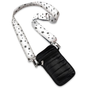 Black Puffer Cell Bag Snowflake Star Strap