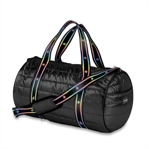 Black Puffer Duffle Bag Gradient Star Strap