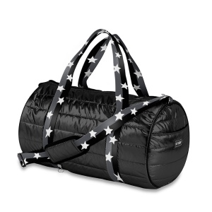 Black Puffer Duffle Grey Black Split Star Straps