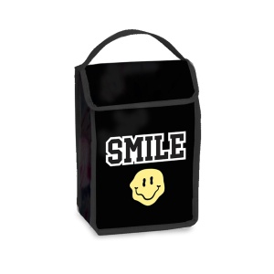 Black Smile Canvas Insulated Snack Bag