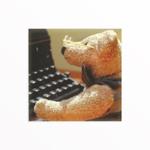 Blank Card Bear on Typewriter (16cmx16cm)