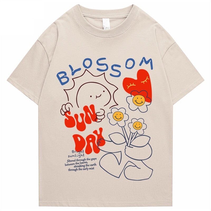 Blossom Sunday Cartoon Drawing Print Unisex Tee