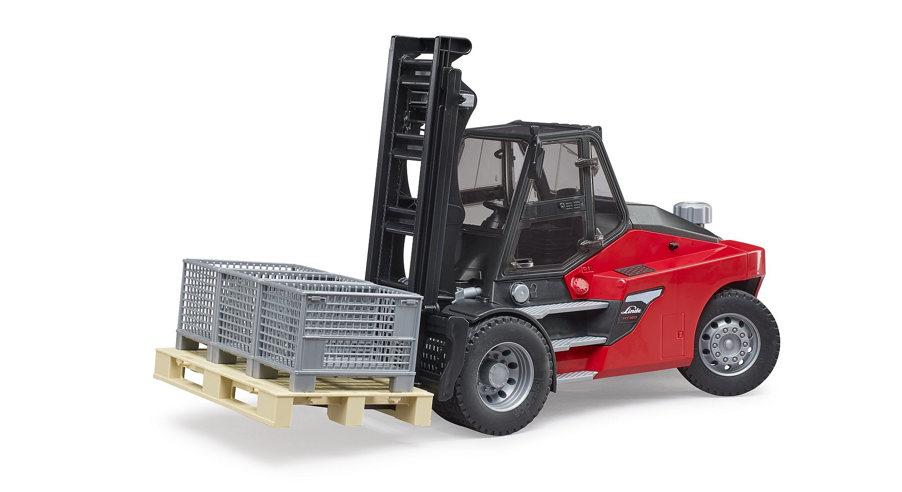 Bruder 02513 Linde HT160 Fork Lift with Pallet & 3 Pallet Cages