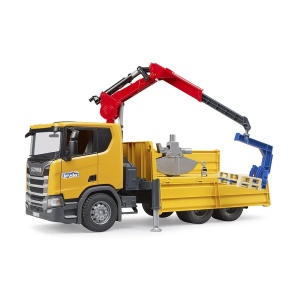 Bruder 3551 Scania Super 560R Construction truck with crane and 2 pallets