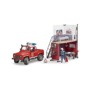 Bruder 62701 bWorld Fire Station with Land Rover Defeneder