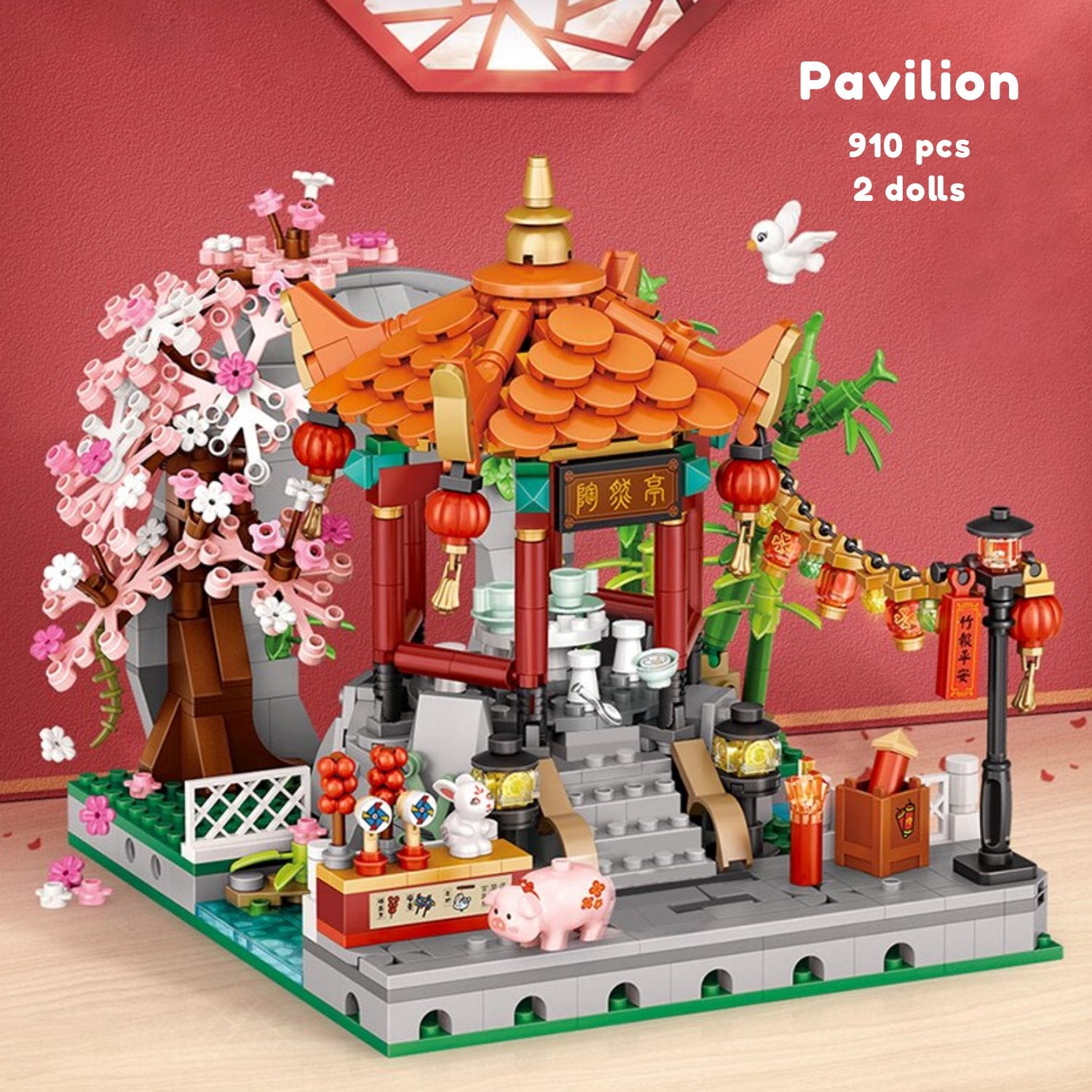 Chinese Street Lake Bridge Pavilion Teahouse Micro Building Set Collection