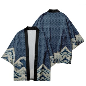 Classic Japanese Kanagawa Wave Unisex Kimono