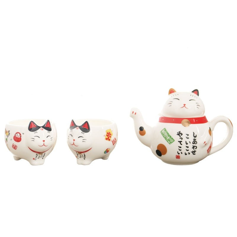 Cute Japanese Lucky Cat Porcelain Tea Set