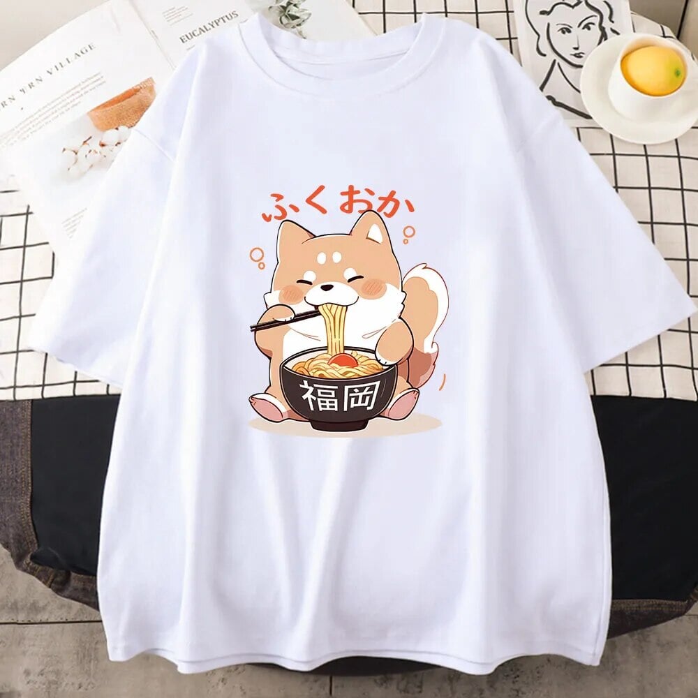 Cute Shiba Inu Slurping Ramen Unisex Tee