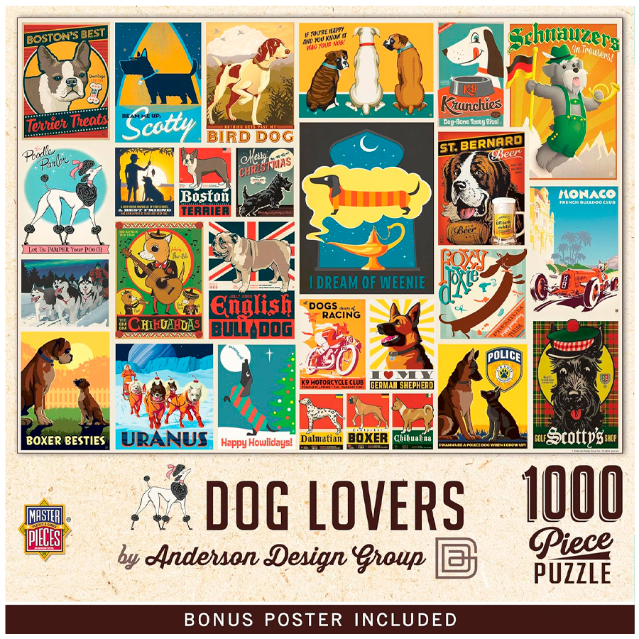 Dog Lovers Vintage Collage Poster Art Puzzle - 1000 pc