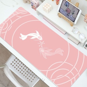 Double Koi Fish Pink Navy Large Mouse Pad