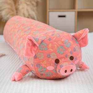 Floral Embroidered Pig Long Snuggle Buddy