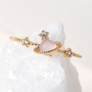 Galaxy Pink Planet Gold-plated Ring