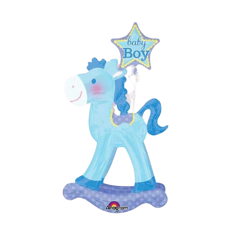 Giant Blue Rocking Horse AirWalker Baby Boy Foil Balloon