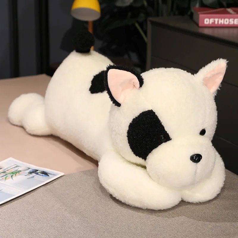 Giant Fluffy Spotty White Black Dog Plushie