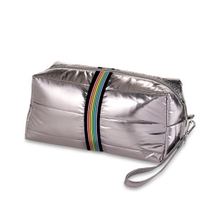 Gunmetal Puffer Cosmetic Bag Rainbow Track Straps