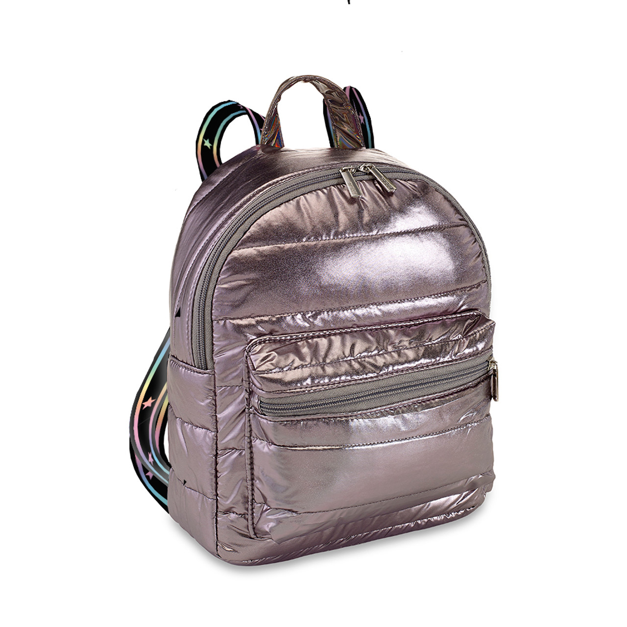 Gunmetal Puffer Mini Backpack Gradient Star Straps