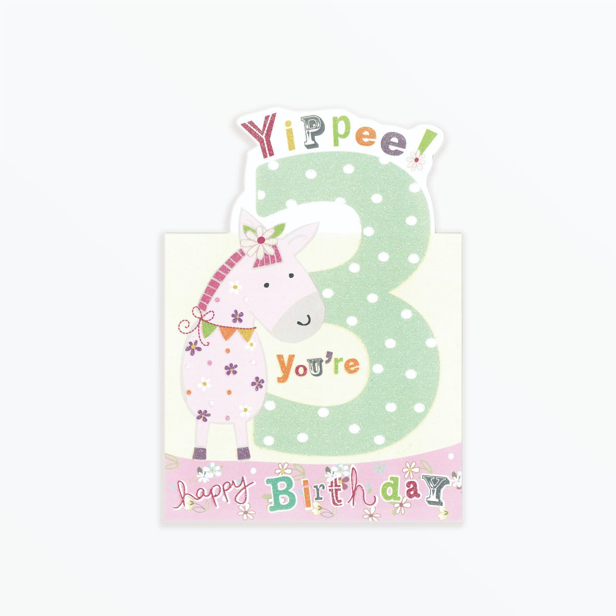 Happy Birthday Girl Age 3 (12cmx17cm)