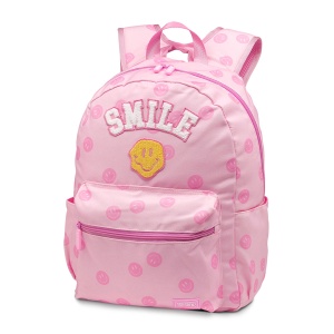 Happy Face Pattern Canvas Backpack With Smile Patch