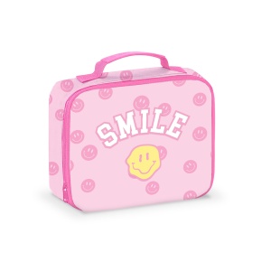 Happy Face Pattern Canvas Lunch Box with Smile Patch