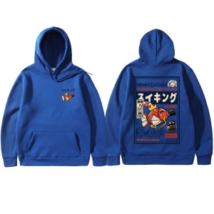 Harajuku Japanese Fish Konnichiwa Poster Unisex Hoodie