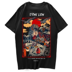 Harajuku Stone Lion Printed Streetwear Unisex Tee