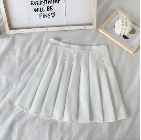 High Waist Cute Simple Pleated Short Light Skirt