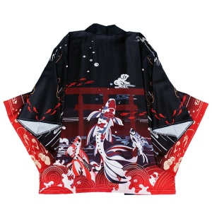 Japanese Great Koi of Torii Gate Women's Kimono Cardigan