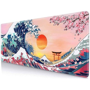 Japanese Kanagawa Great Wave Sunset Mouse Pad