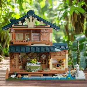 Japanese Kissaten Tea Room Hut Building Blocks with Lights