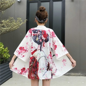 Japanese Lady with Tsubaki Flowers Kimono