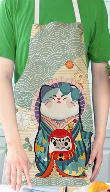 Japanese Lucky Cat Cotton Apron