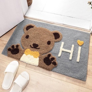 Kawaii Brown Paw Bear Bathroom Mat