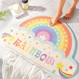 Kawaii Cloudy Rainbow Non-Slip Bath Mat