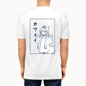 Kawaii Girl White Cat Unisex Kawaiies Tee