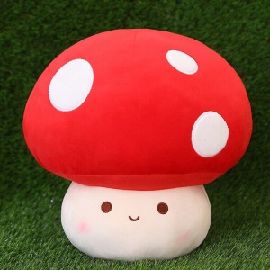 Kawaii Red Brown White Mushroom Plushie Family