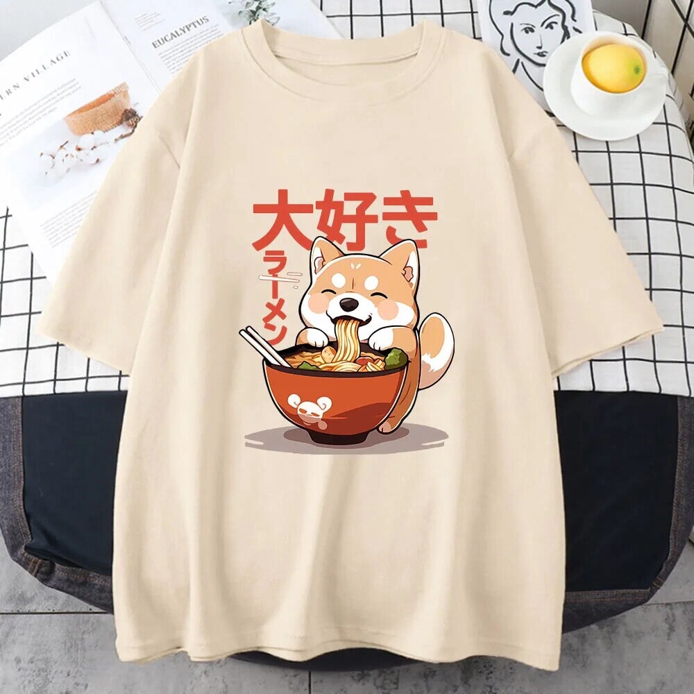 Kawaii Shiba Inu Eating Ramen Unisex Tee