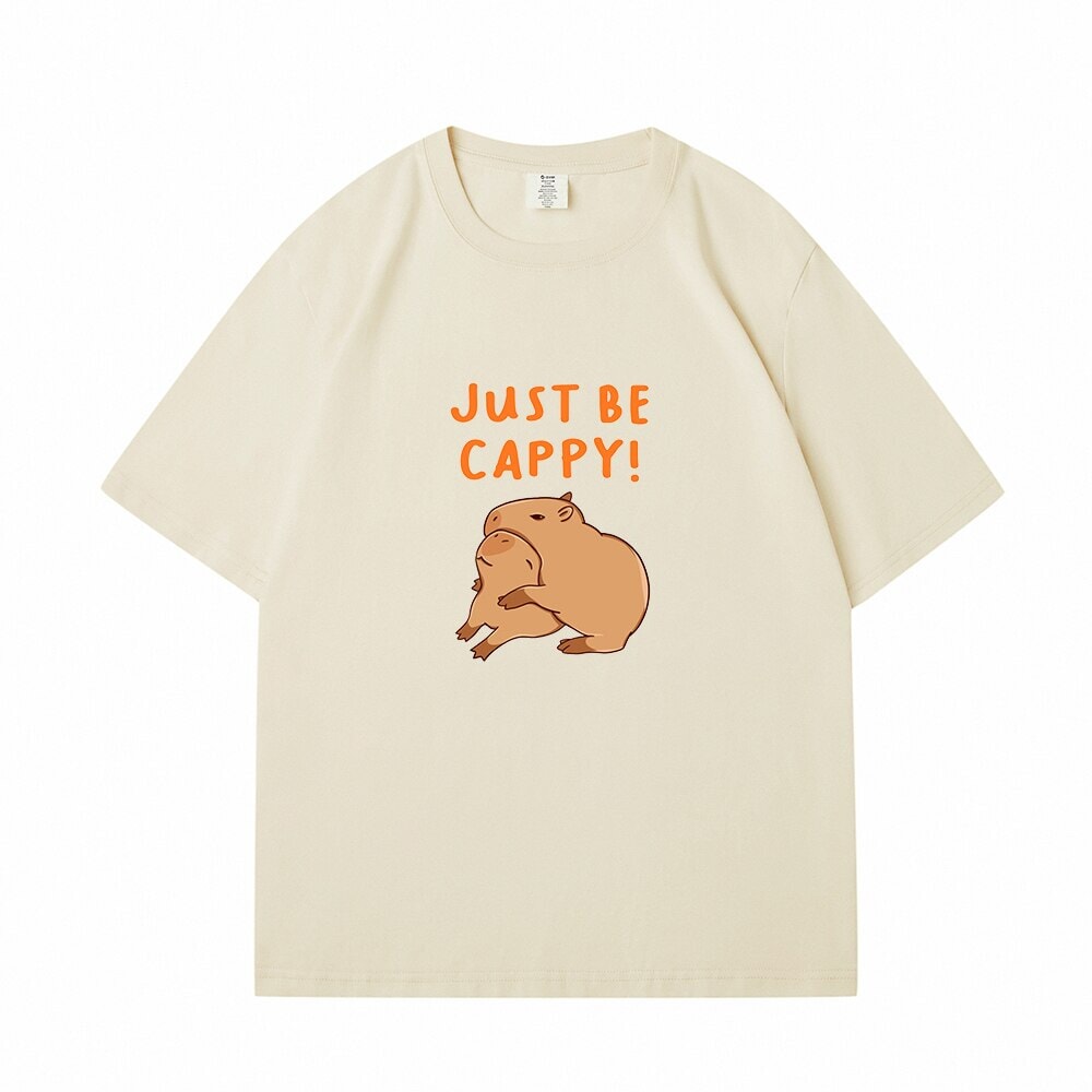 Kawaii Two Capybara 'Just Be Cappy!' Unisex Cotton Tee Top