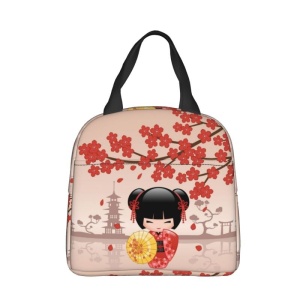 Kokeshi Doll Sakura Lunch Bag